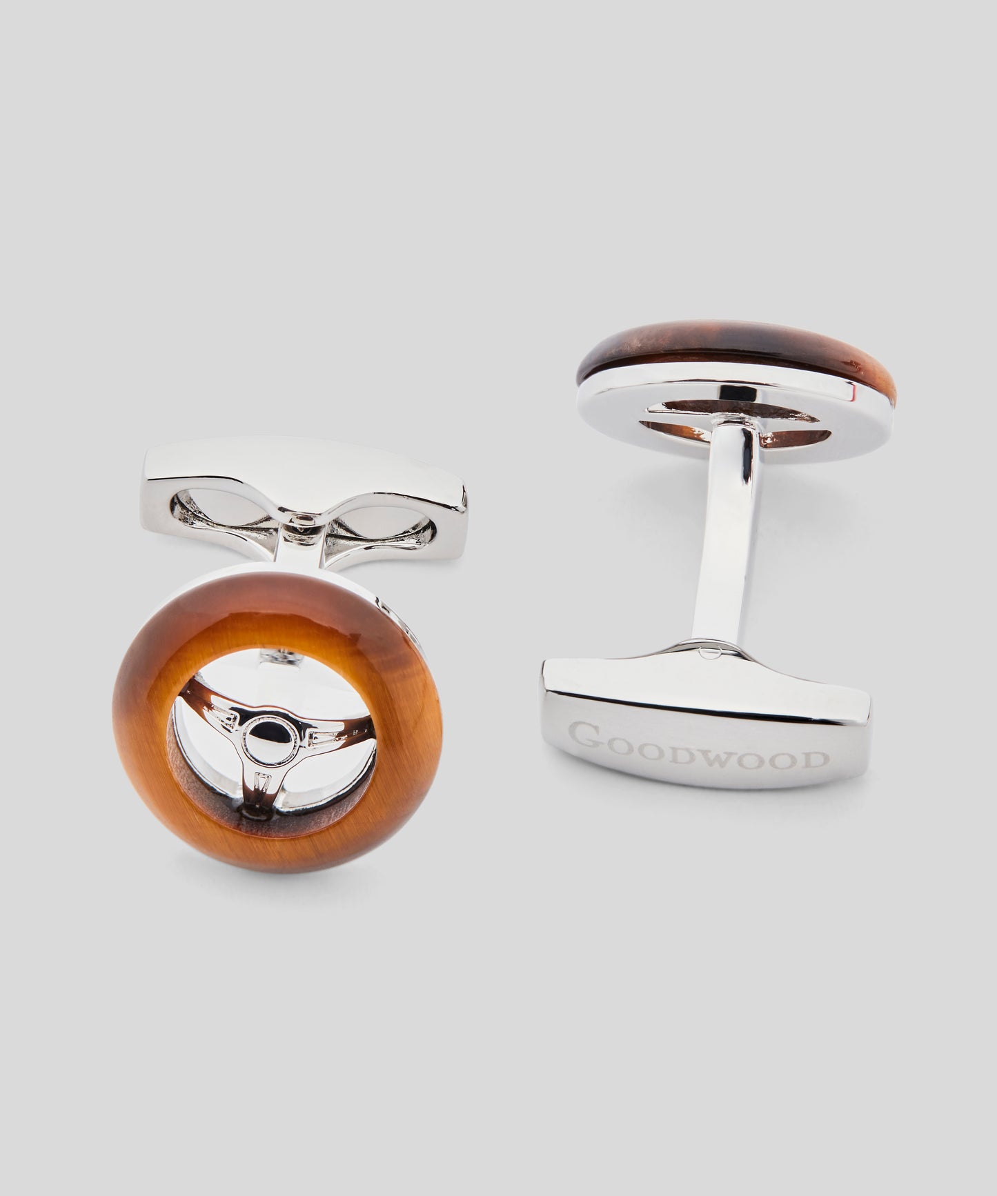 Revival Steering Wheel Tigers Eye Cufflinks