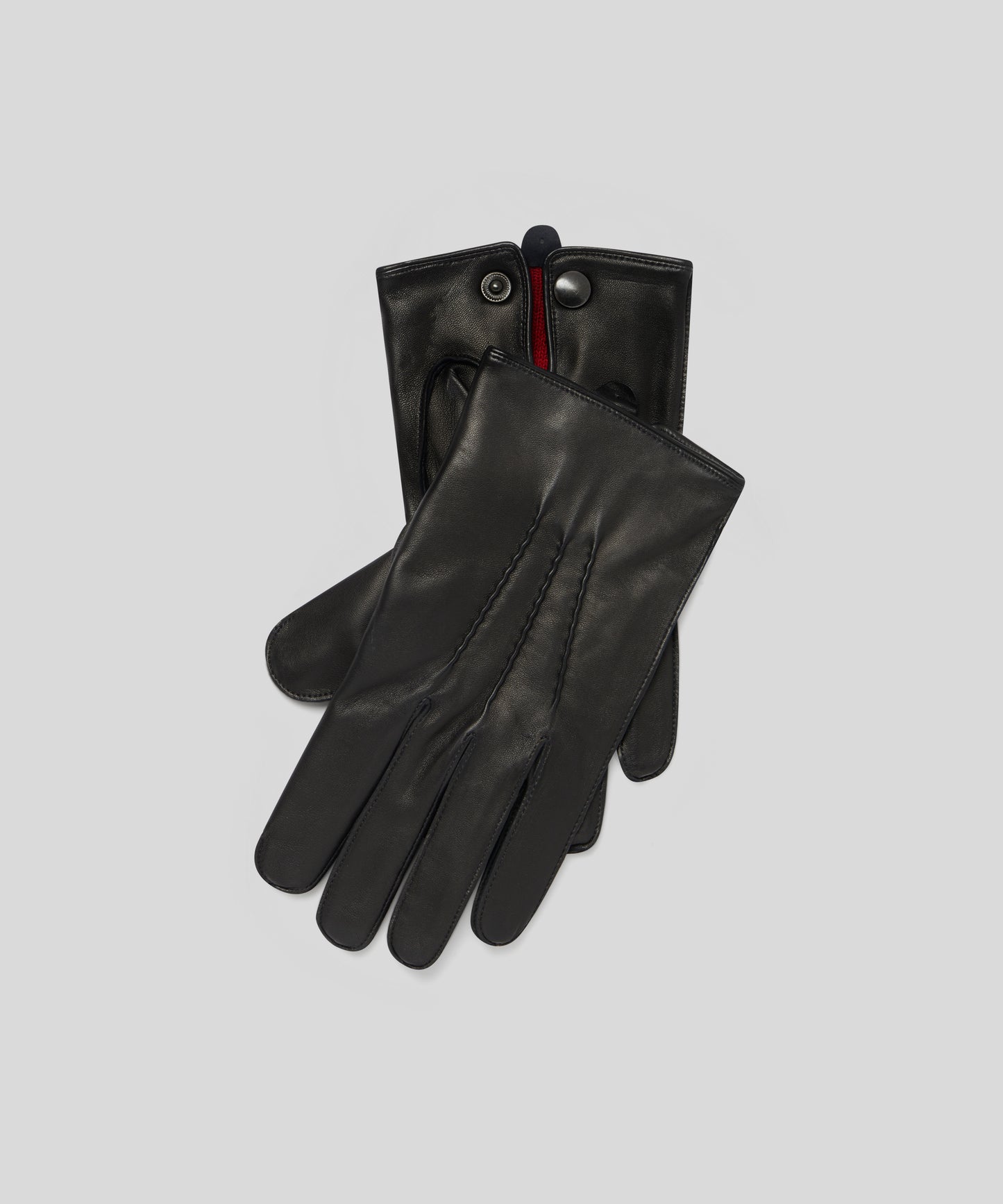 Goodwood Three-Point Red Cashmere-Lined Leather Mens Gloves