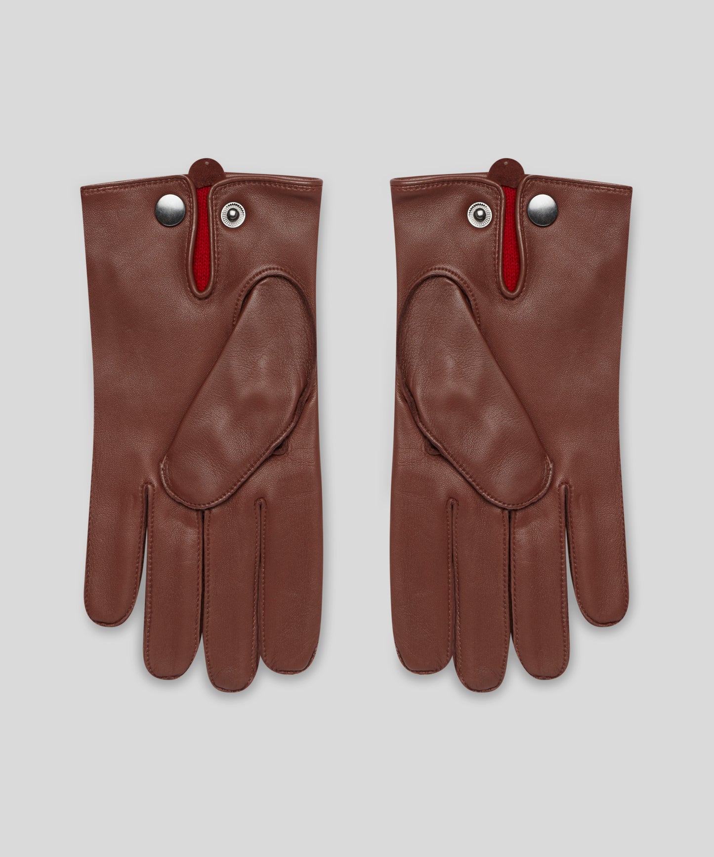 Goodwood Three-Point Red Cashmere-Lined Leather Mens Gloves
