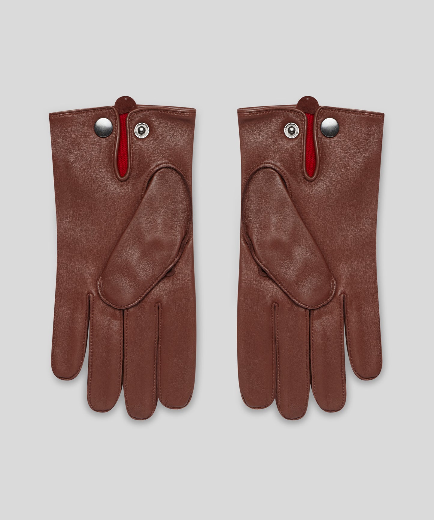 Goodwood Three-Point Red Cashmere-Lined Leather Gloves