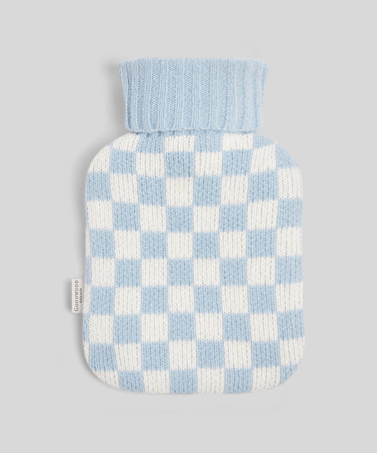 Goodwood Hot Water Bottle – Members' Meeting Blue & Off White Chequer Flag
