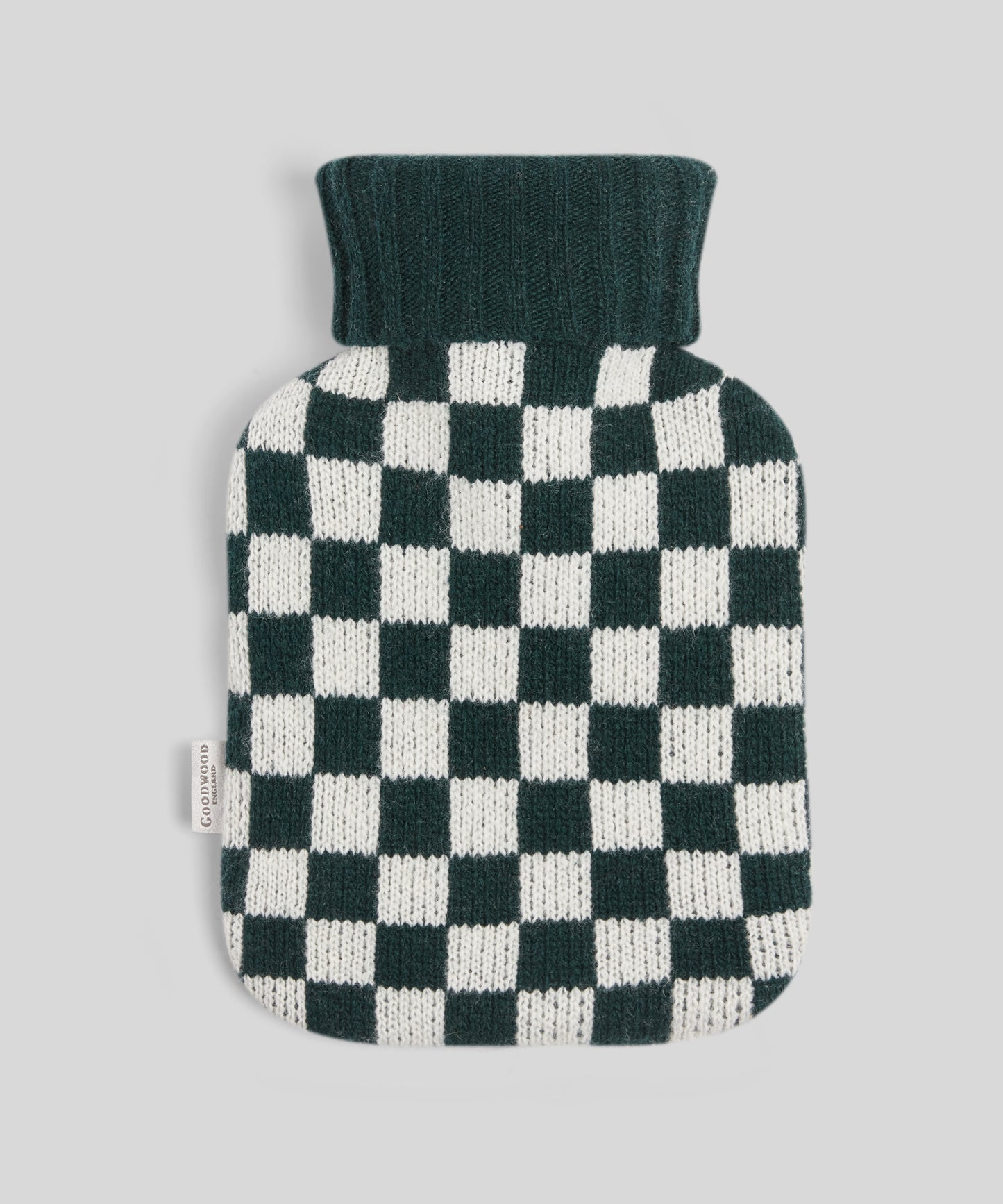 Goodwood Hot Water Bottle – Revival Green & Off White Chequer Flag