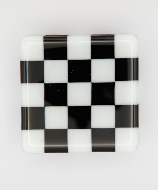 Goodwood Black & White Chequerboard Glass Coaster