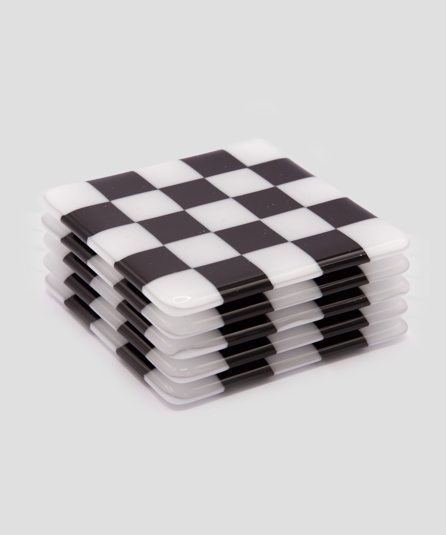 Goodwood Black & White Chequerboard Glass Coaster