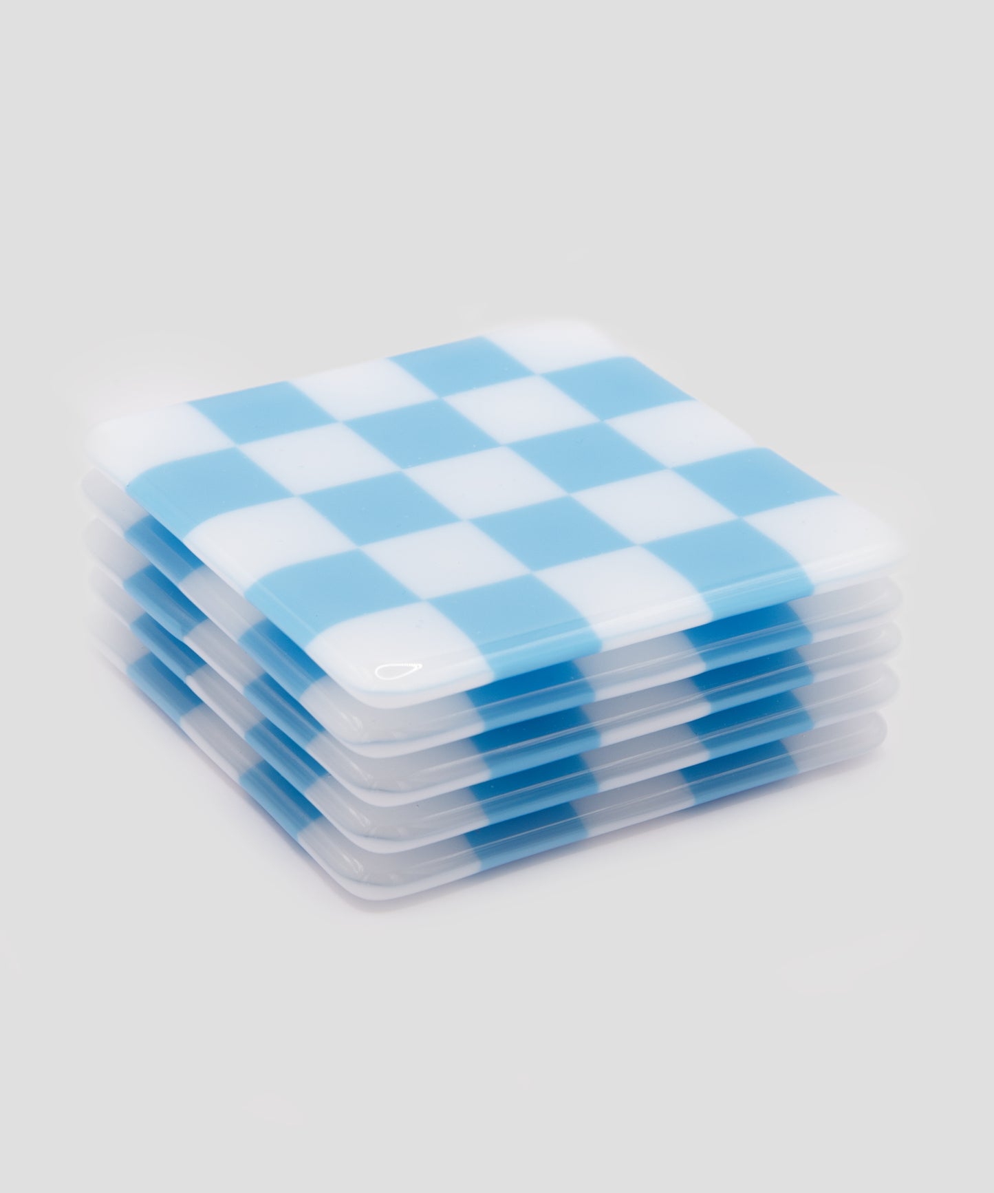 Goodwood Blue & White Chequerboard Glass Coaster