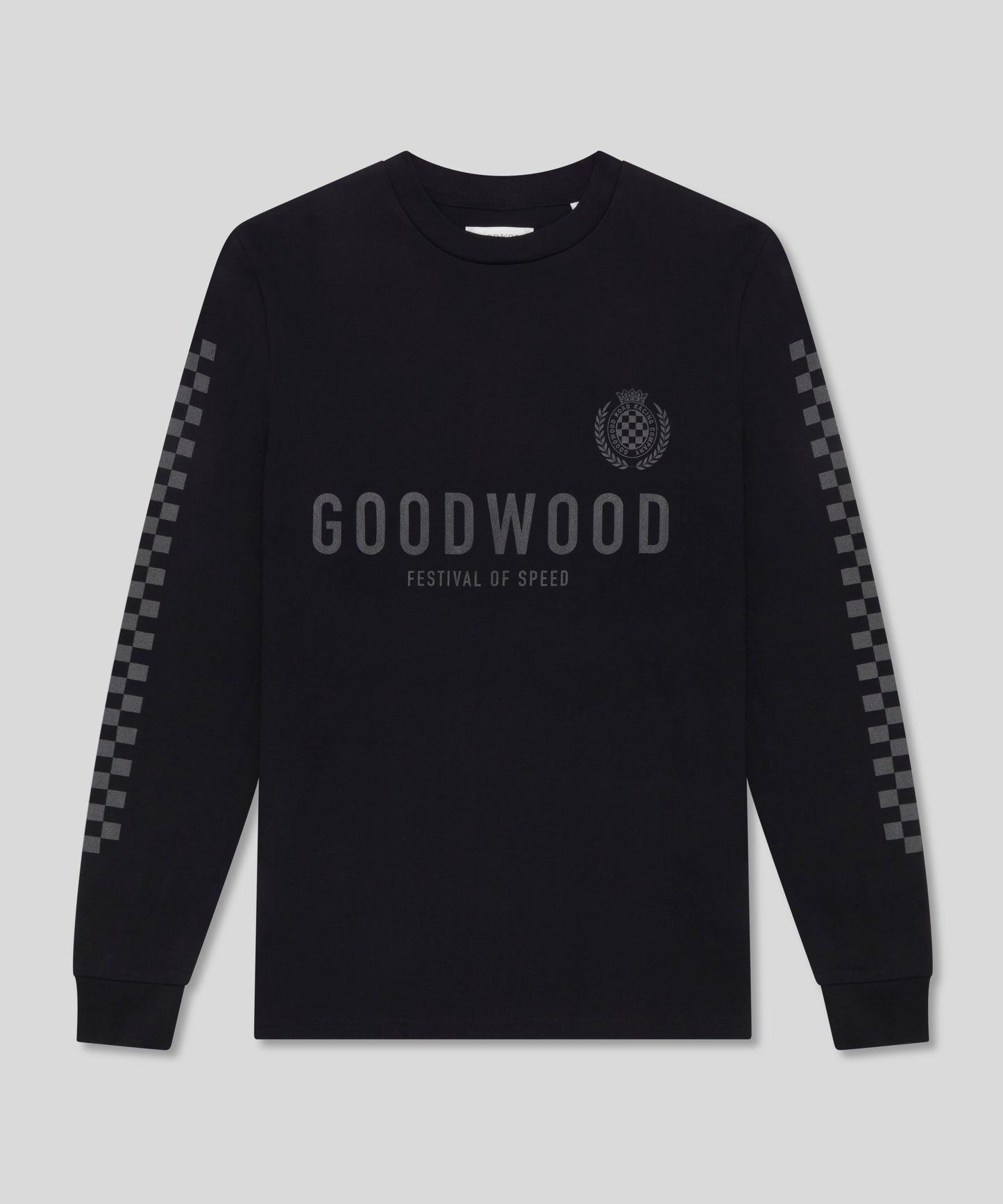 Goodwood Festival of Speed Monochrome Chequer Flag Long Sleeve T-Shirt