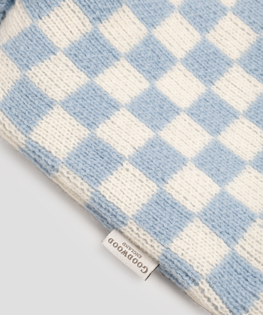 Goodwood Hot Water Bottle – Members' Meeting Blue & Off White Chequer Flag