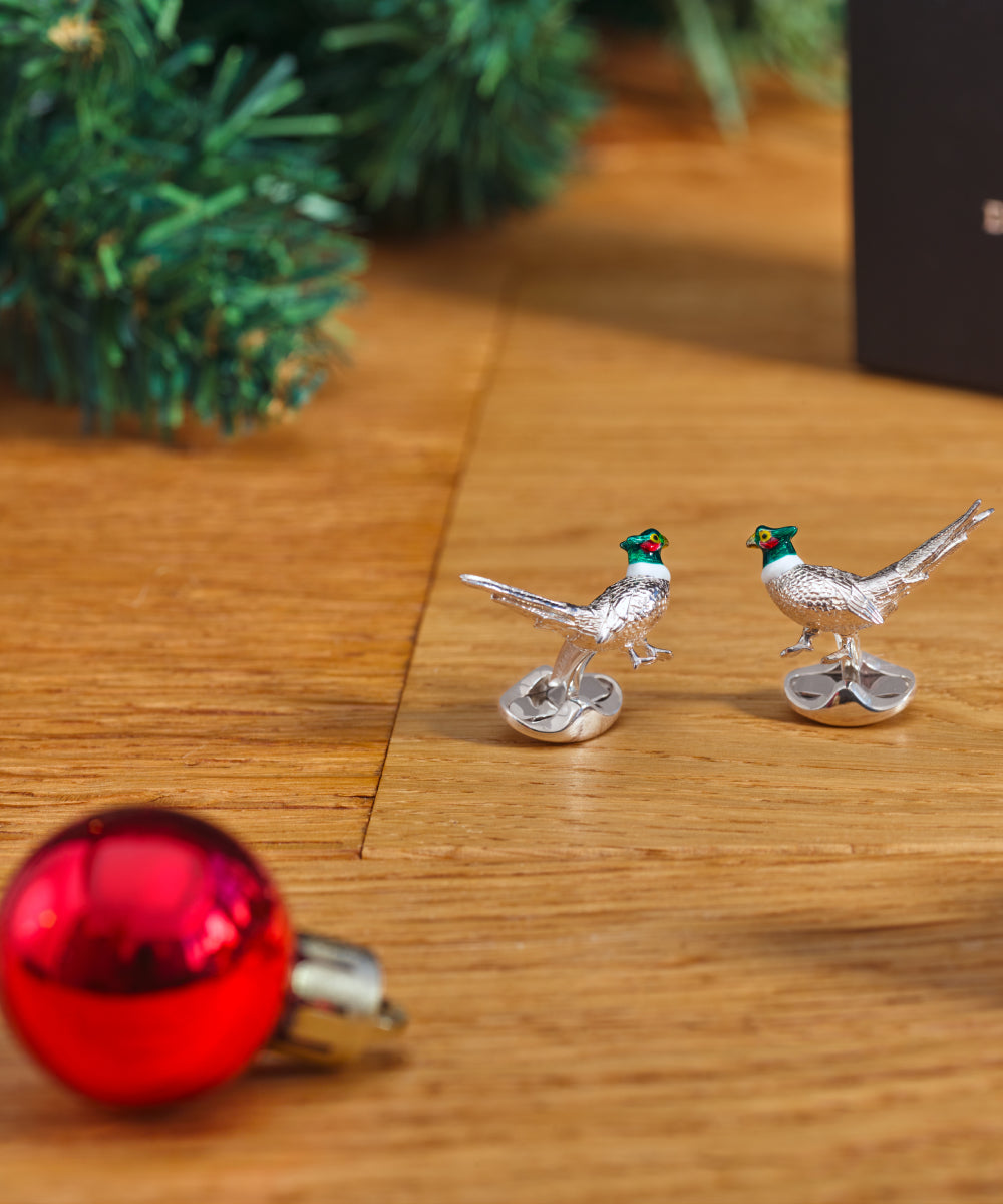 Sterling Silver Pheasant Cufflinks