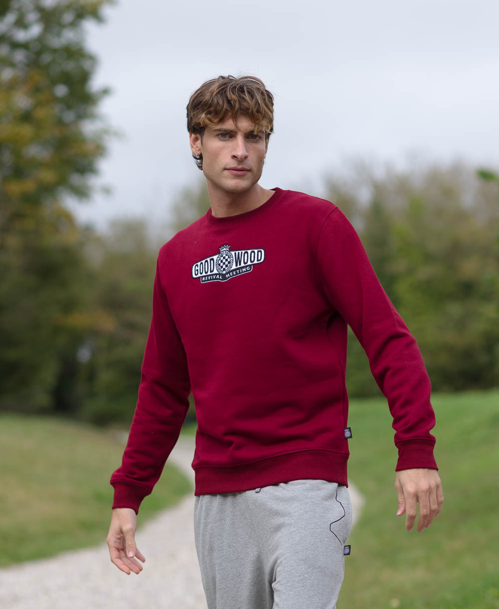 Goodwood Revival Embroidered Logo Sweatshirt Burgundy