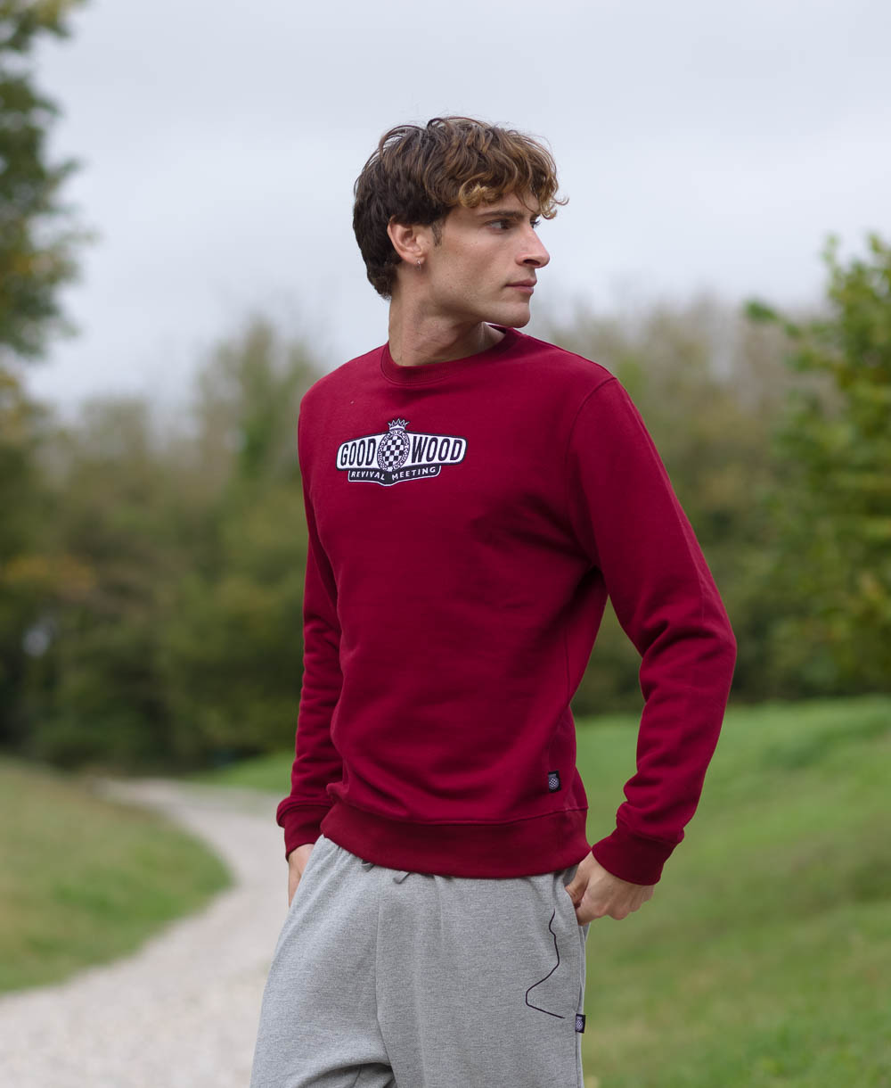Goodwood Revival Embroidered Logo Sweatshirt Burgundy