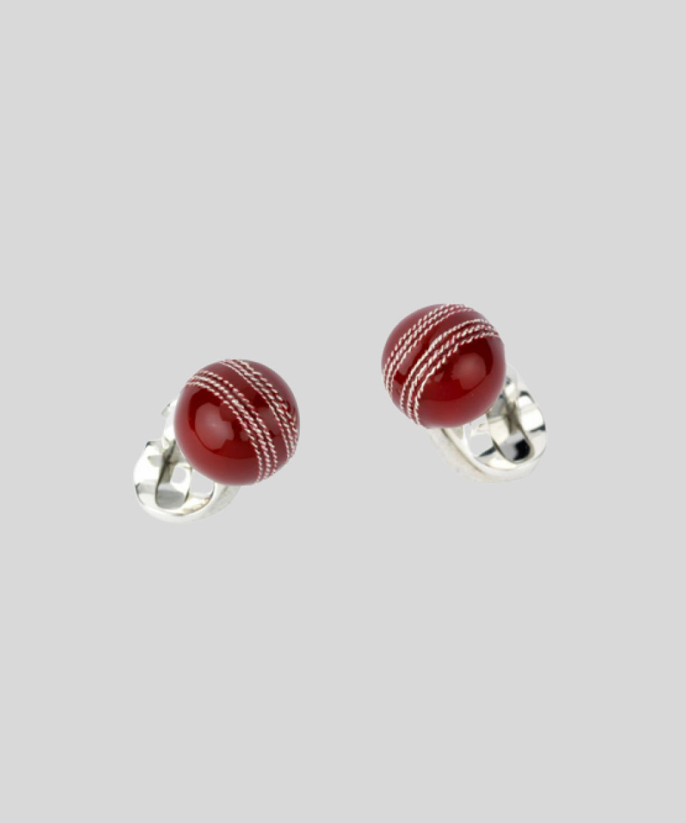 Goodwood Cricket Ball Cufflinks Silver