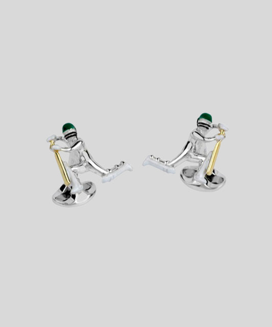 Goodwood Cricket Batsman Cufflinks Silver