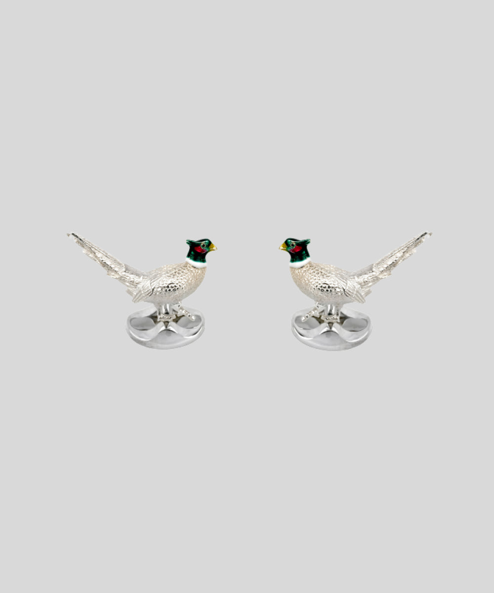 Sterling Silver Pheasant Cufflinks