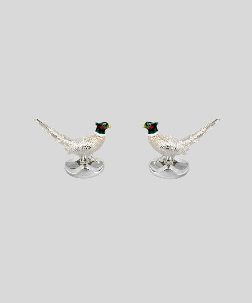 Sterling Silver Pheasant Cufflinks