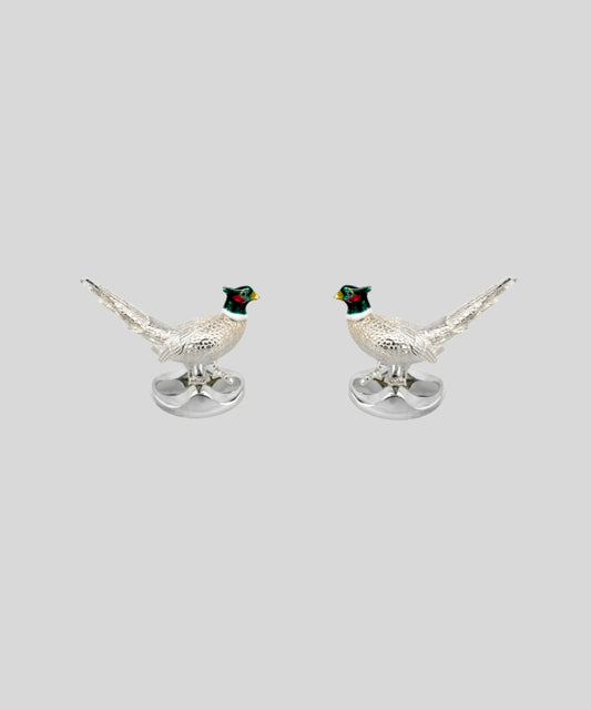 Sterling Silver Pheasant Cufflinks