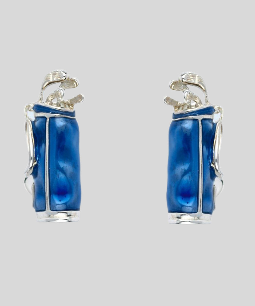 Sterling Silver Blue Golf Bag Cufflinks