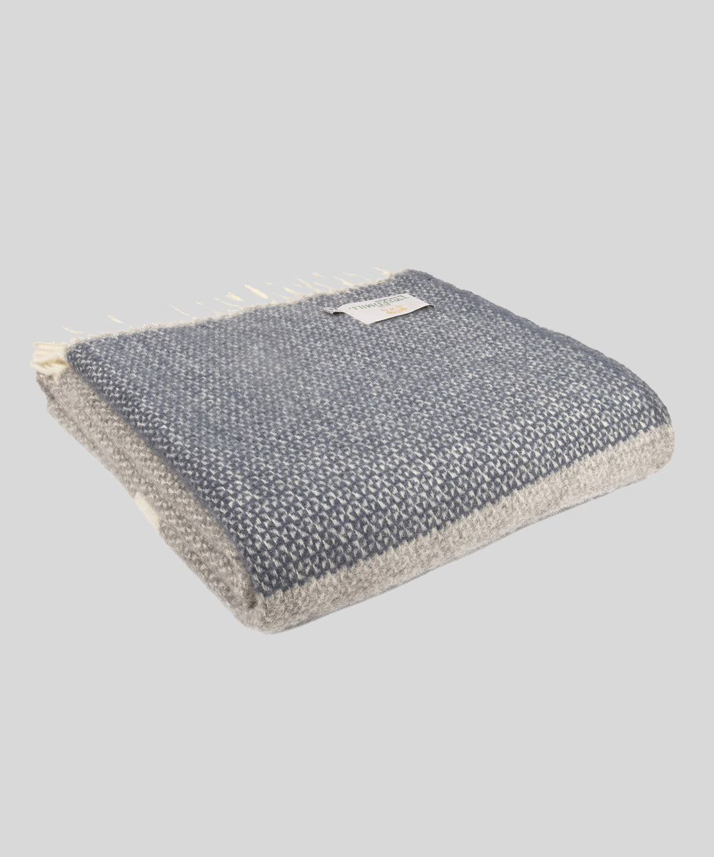 Goodwood Illusion Wool Panel Throw Slate Blue