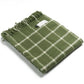 Chequered Check Wool Travel Rug Green
