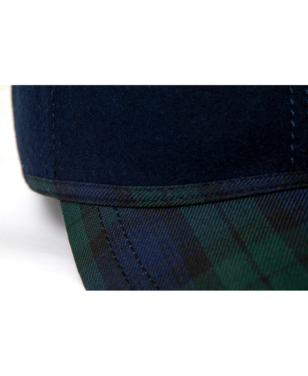 Goodwood Estate Navy Gordon Tartan Walking Cap Detail