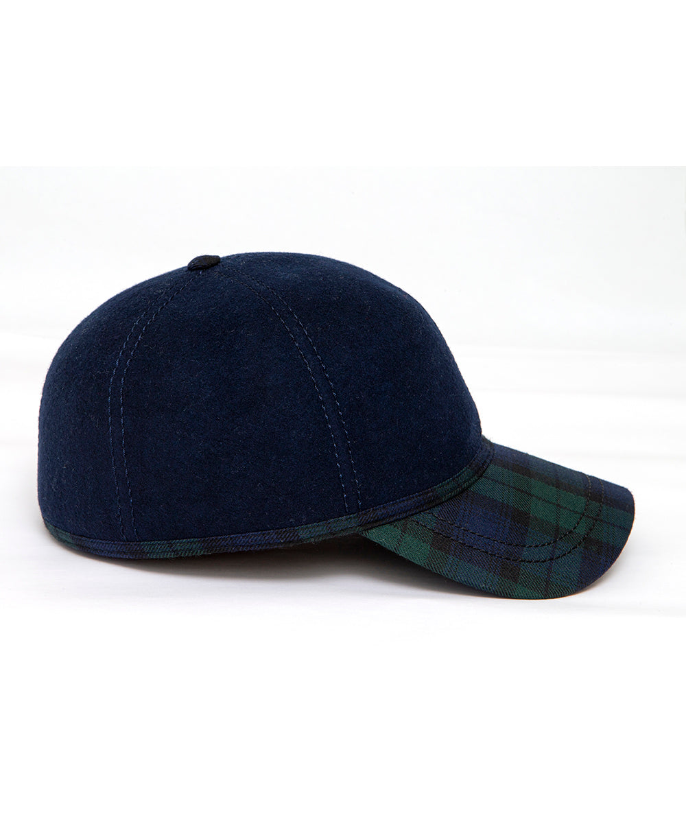 Goodwood Estate Navy Gordon Tartan Walking Cap Side