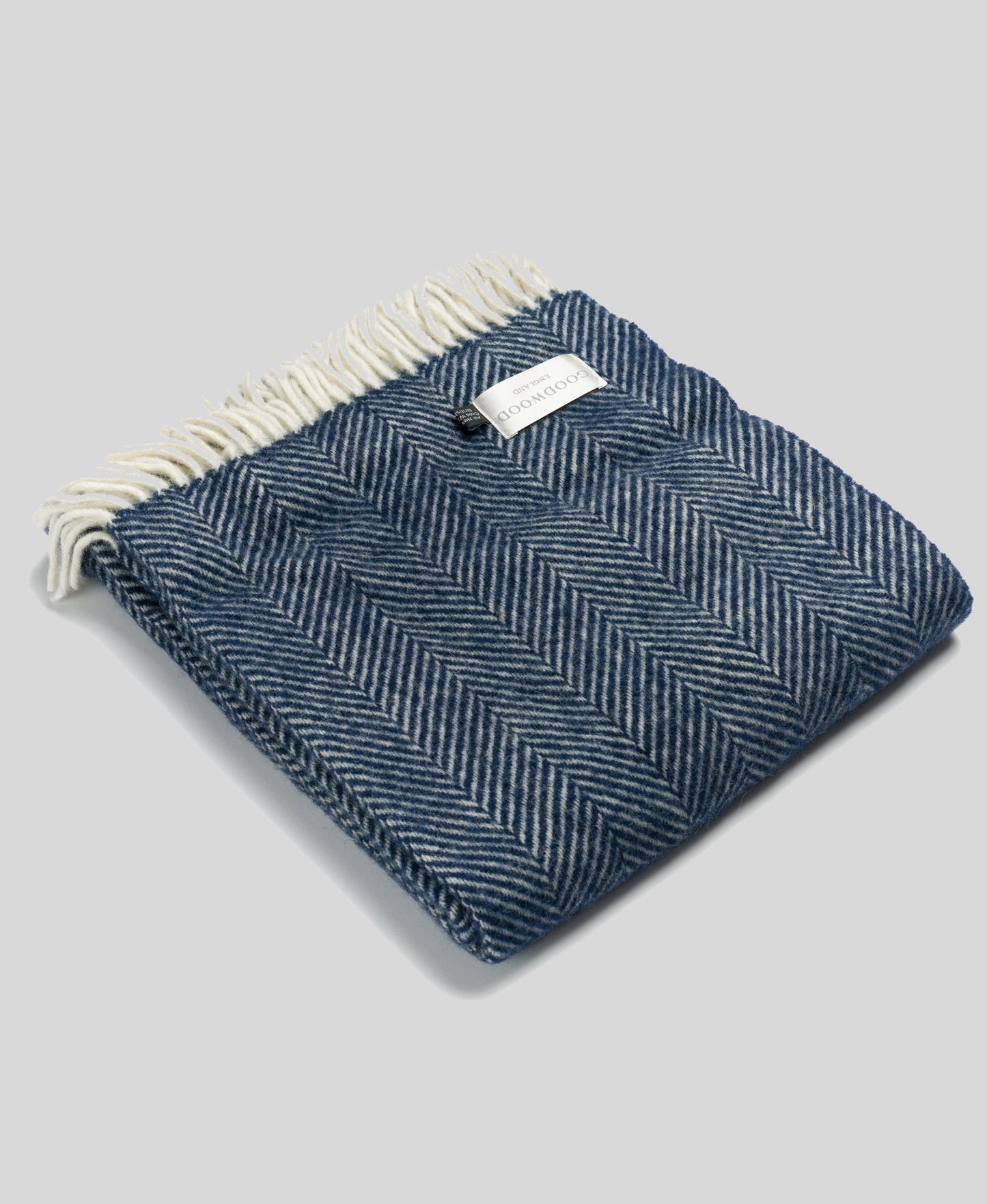 Goodwood Fishbone Wool Travel Rug Navy