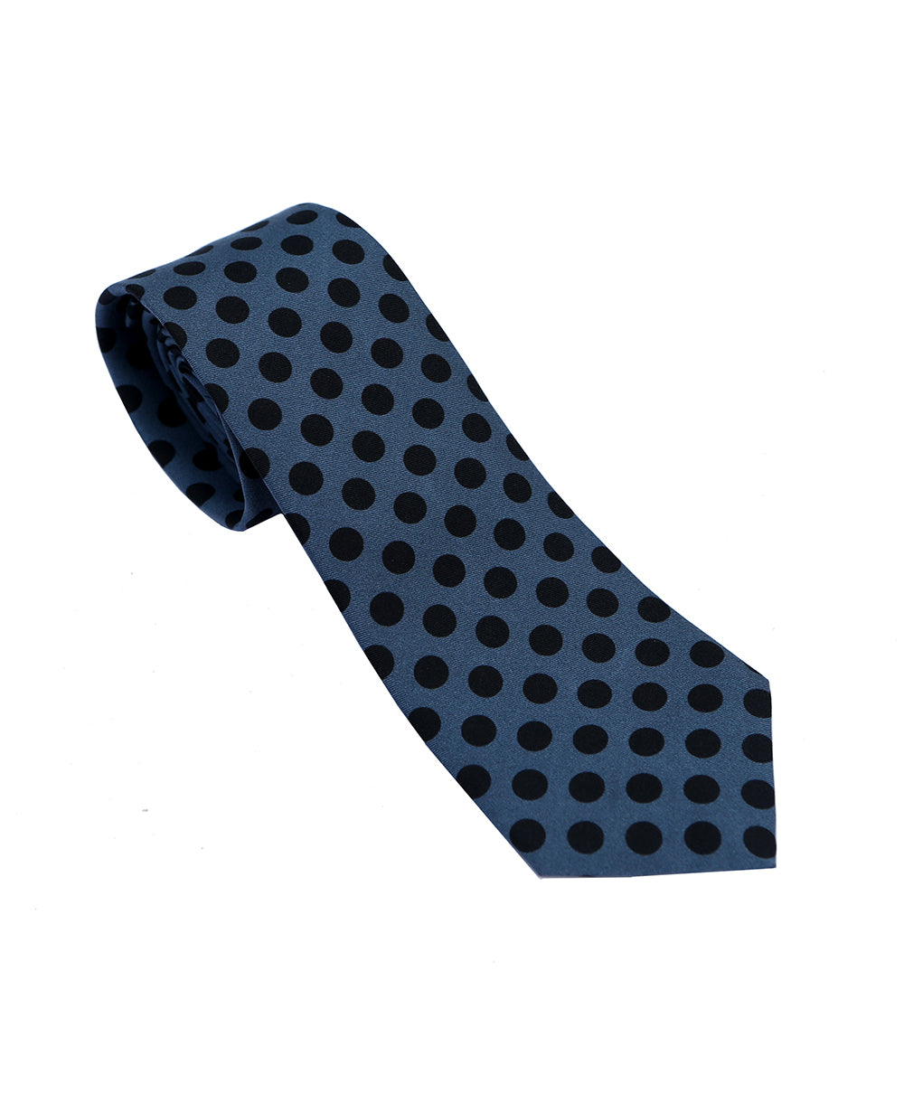Racing Colours Silk Tie Blue/Black Spot