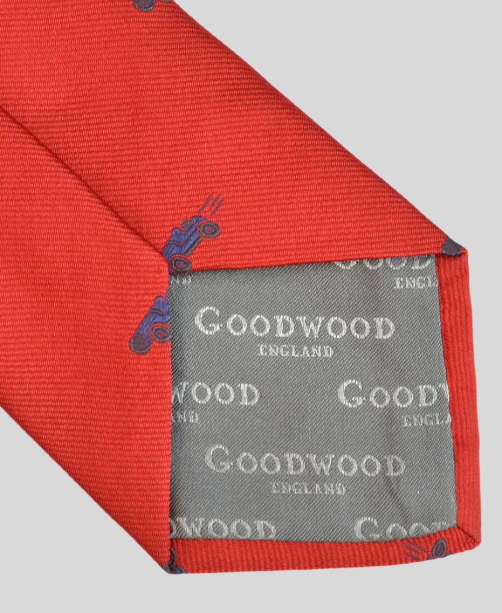 Goodwood Silk Cartoon Red Blue Car Tie Detail