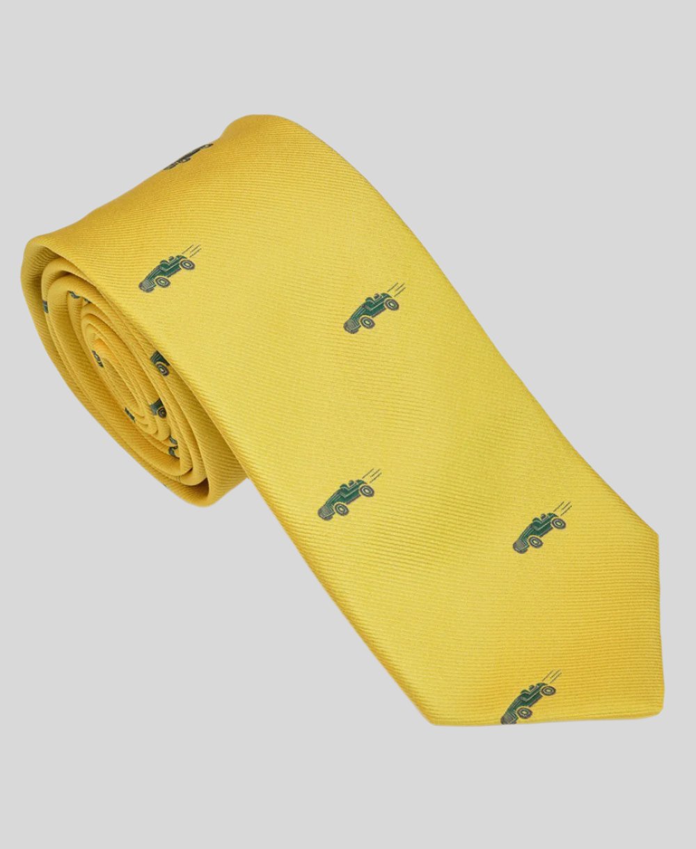 Goodwood Silk Cartoon Yellow Green Car Tie