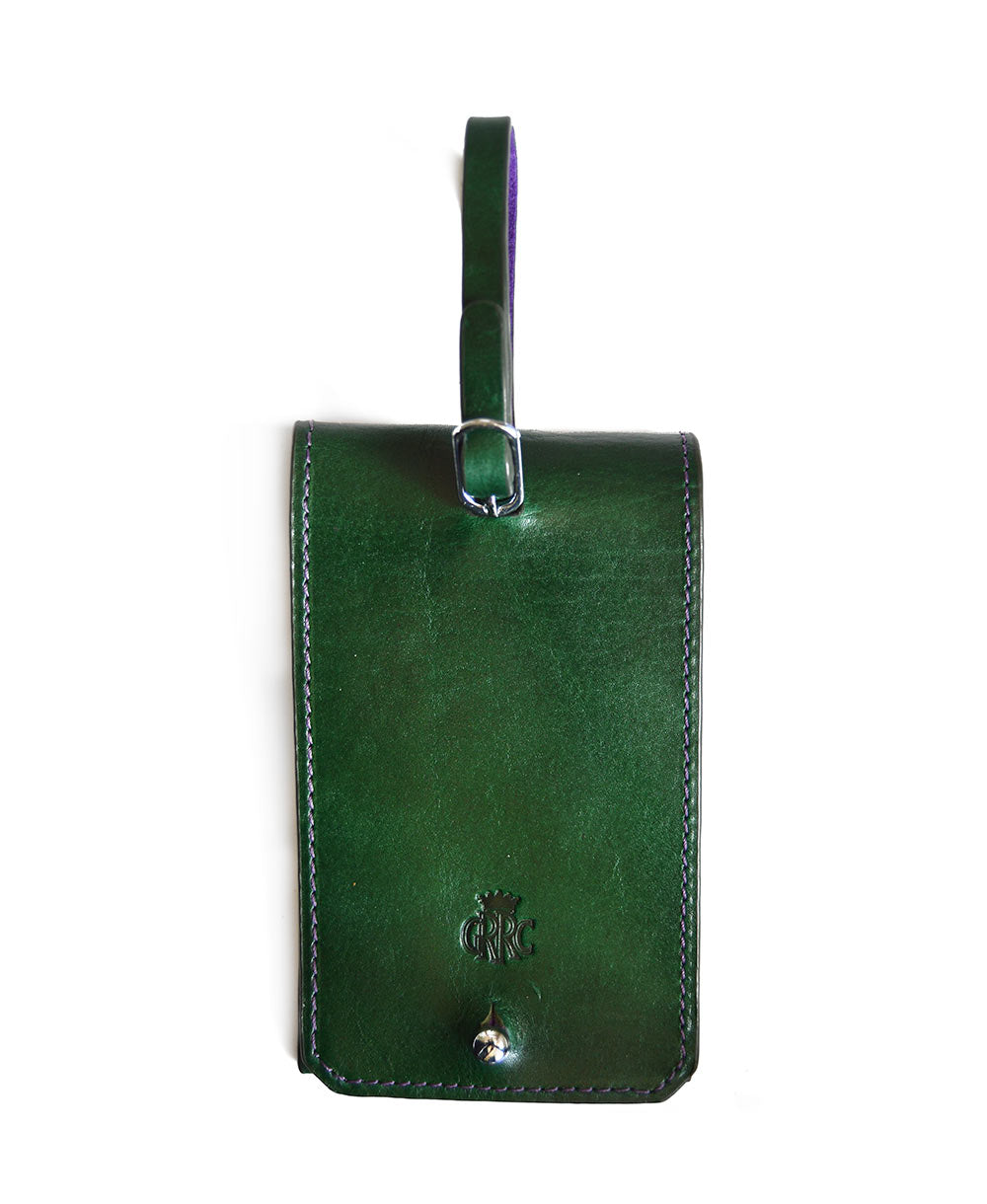 GRRC Leather Luggage Tag in Green & Purple
