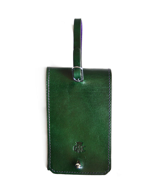 GRRC Leather Luggage Tag in Green & Purple