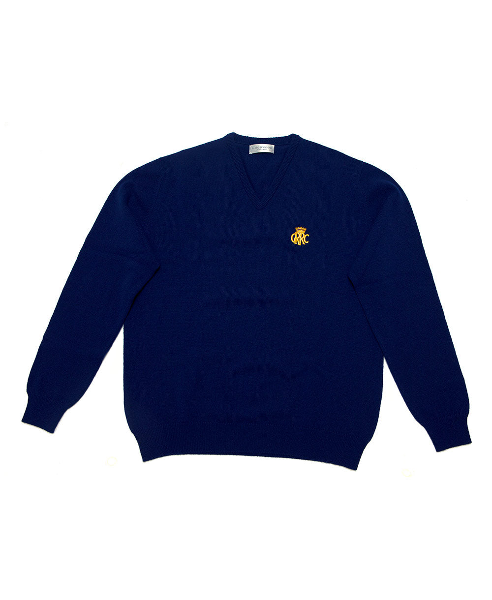 GRRC Lambswool V Neck Men's Sweater Navy