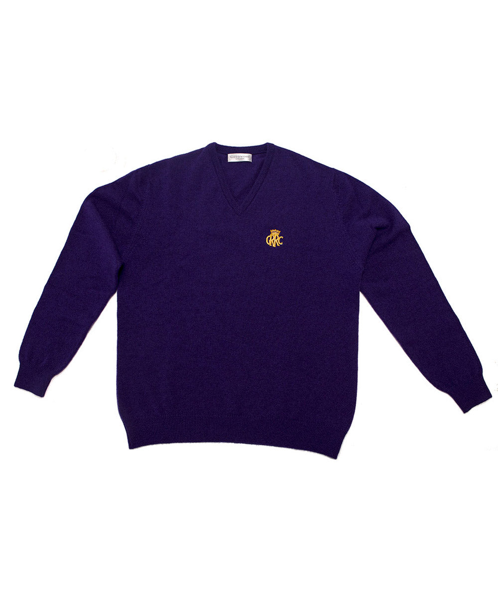 GRRC Lambswool V Neck Men's Sweater Purple