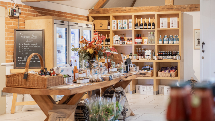 A selection of organic grass-fed West Sussex meat joints, including organic lamb, beef and pork, from the Goodwood Farm Shop.
