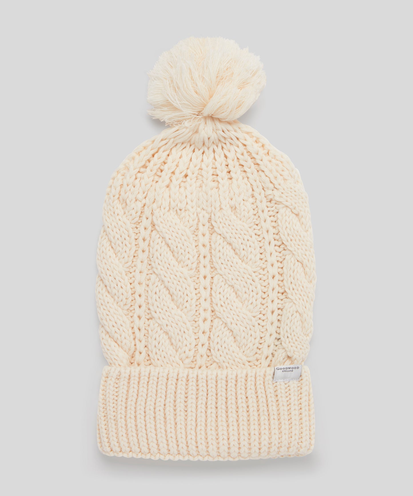 Cable Knit Bobble Hat Off White