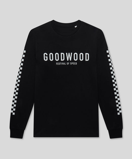 Goodwood Festival of Speed Monochrome Chequer Flag Long Sleeve T-Shirt