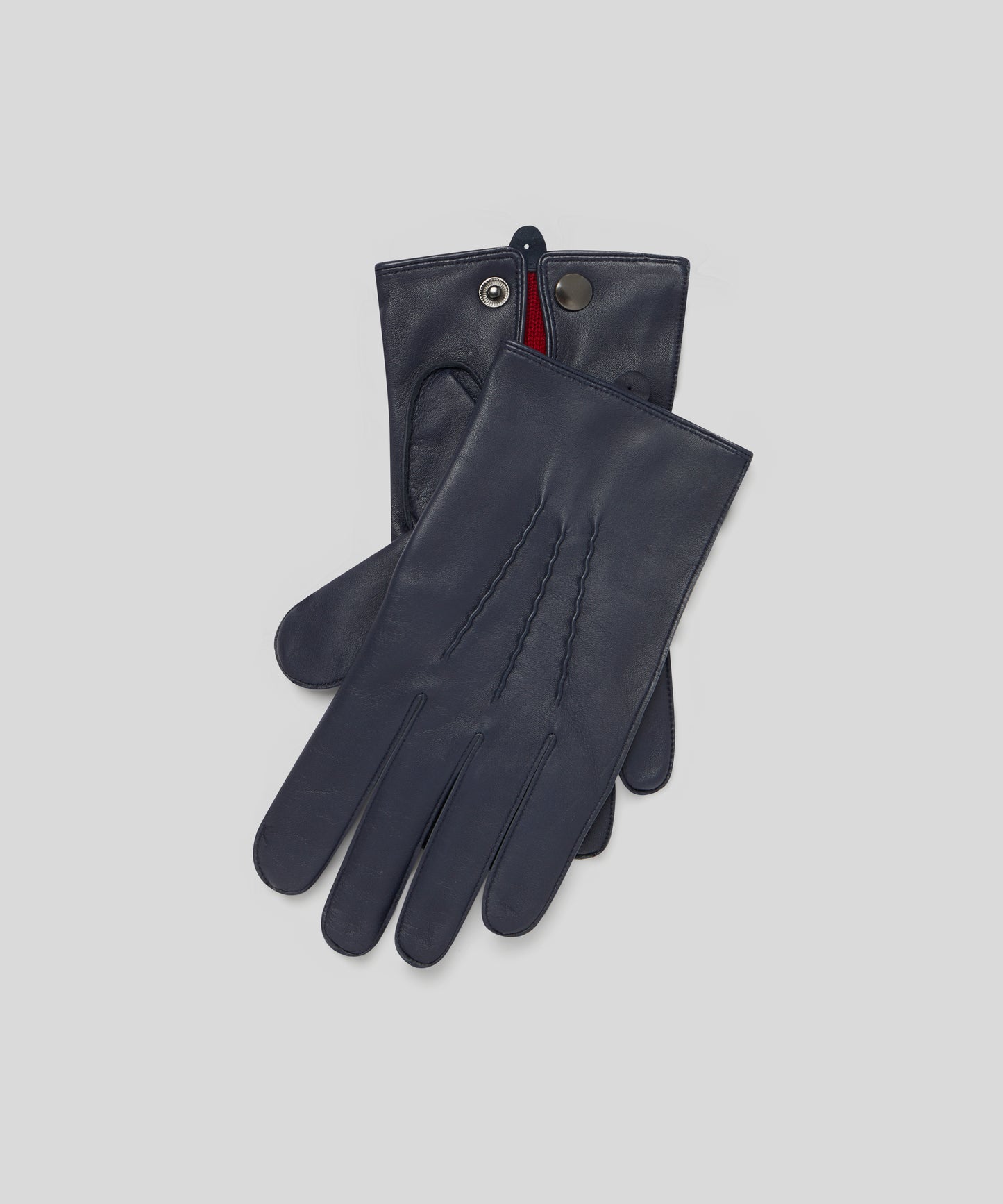 Goodwood Three-Point Red Cashmere-Lined Leather Gloves