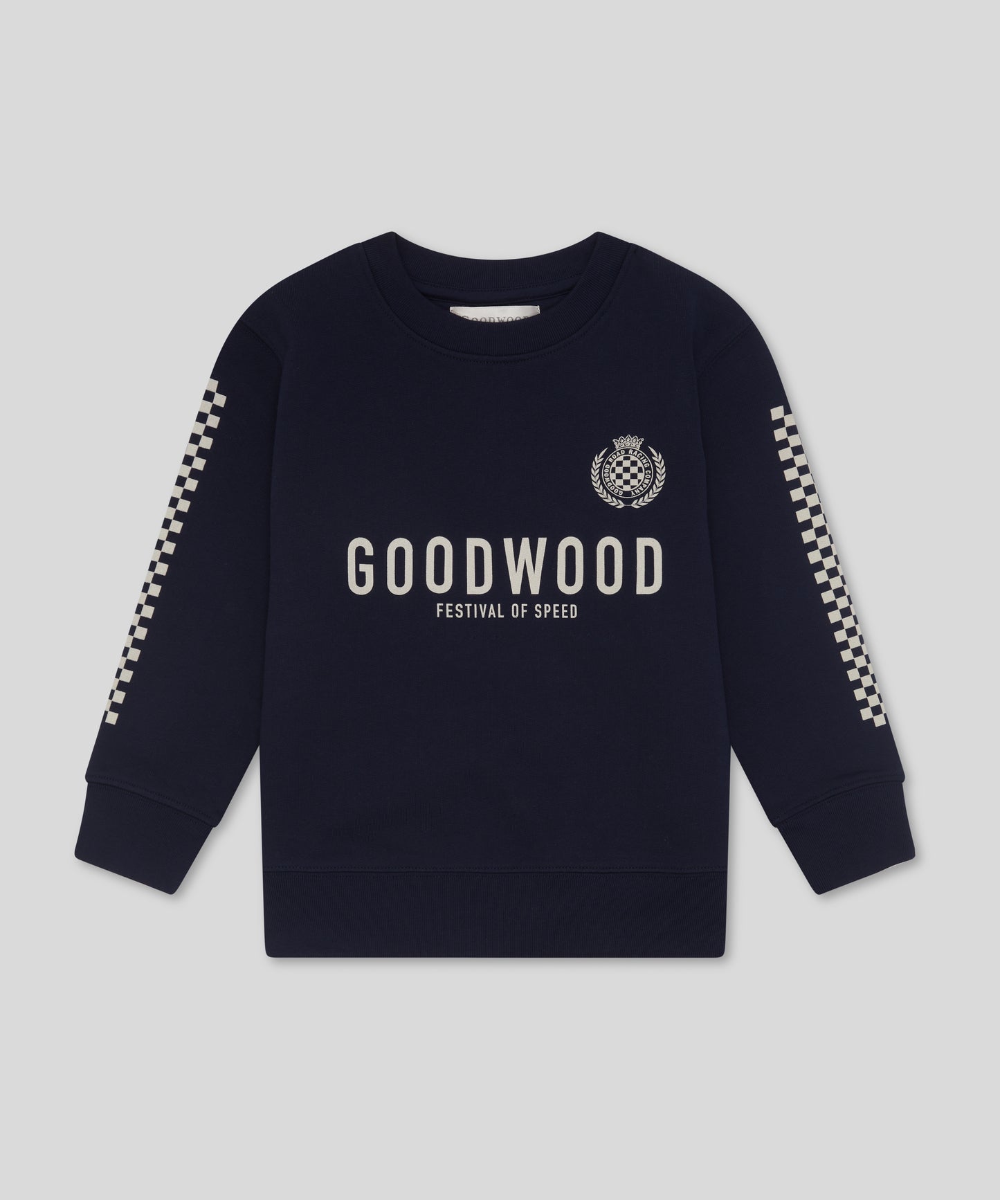 Goodwood Festival of Speed Monochrome Chequer Flag Kids Sweatshirt