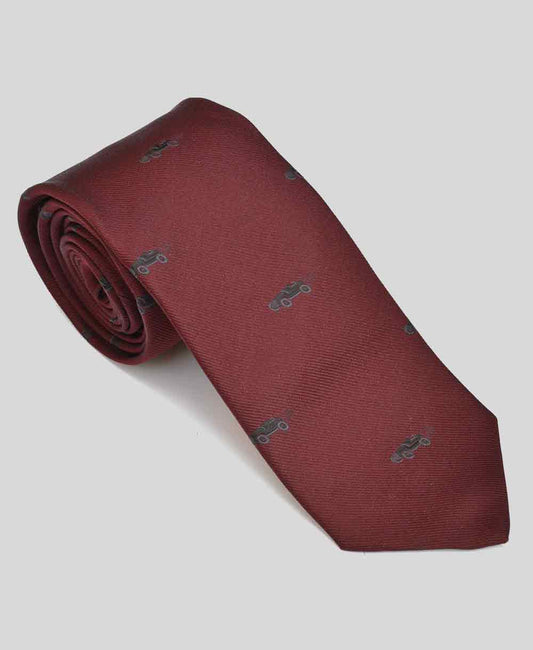 Goodwood Cartoon Car Burgundy & Black Silk Tie