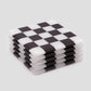 Goodwood Black & White Chequerboard Glass Coaster