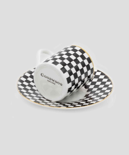 Goodwood Chequer Flag Espresso Cup & Saucer