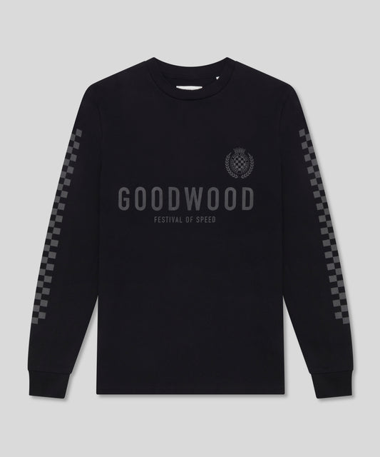 Goodwood Festival of Speed Monochrome Chequer Flag Long Sleeve T-Shirt