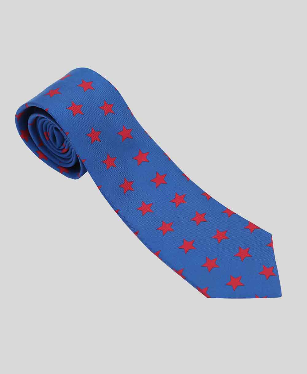 Racing Colours Silk Tie Blue/Red Star