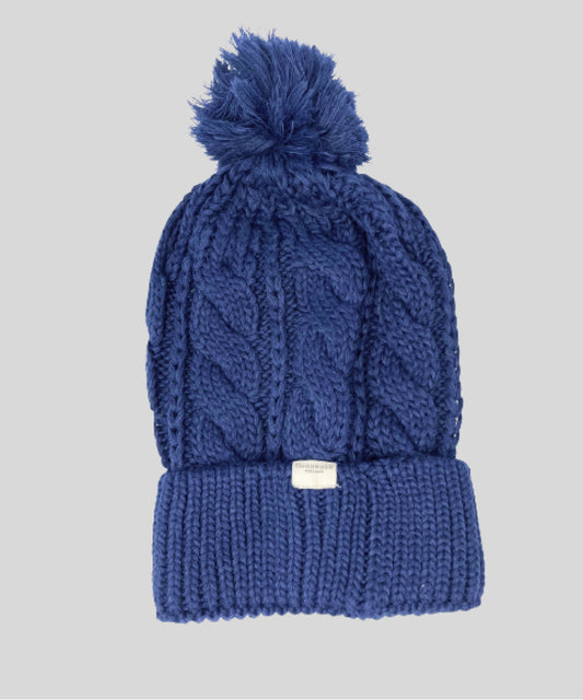 Goodwood Cable Knit Bobble Hat Navy