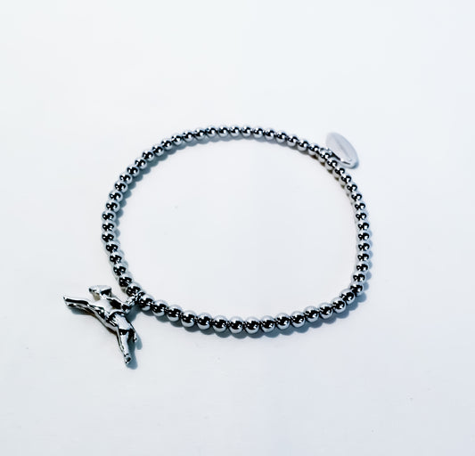 Silver Bead Bracelet with Stubbs Horse