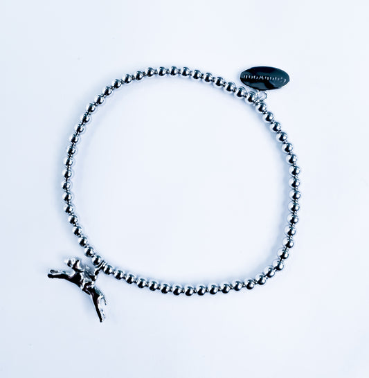Silver Bead Bracelet with Stubbs Horse