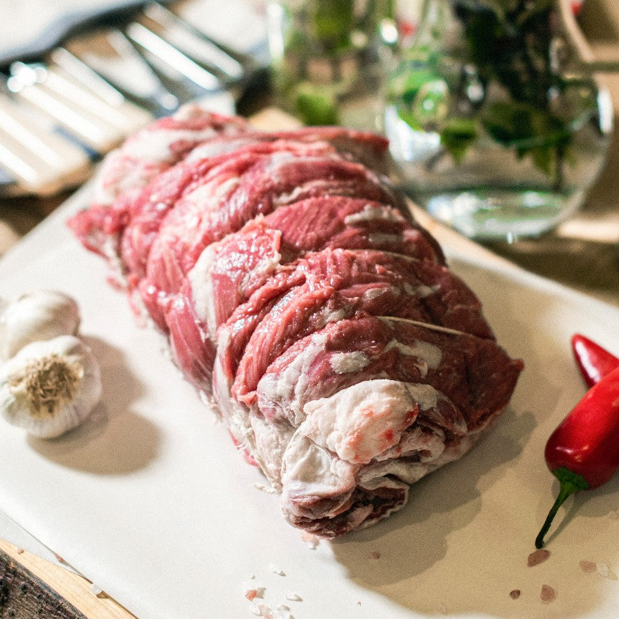 Organic grass-fed shoulder of lamb joint available at the Goodwood Farm Shop.