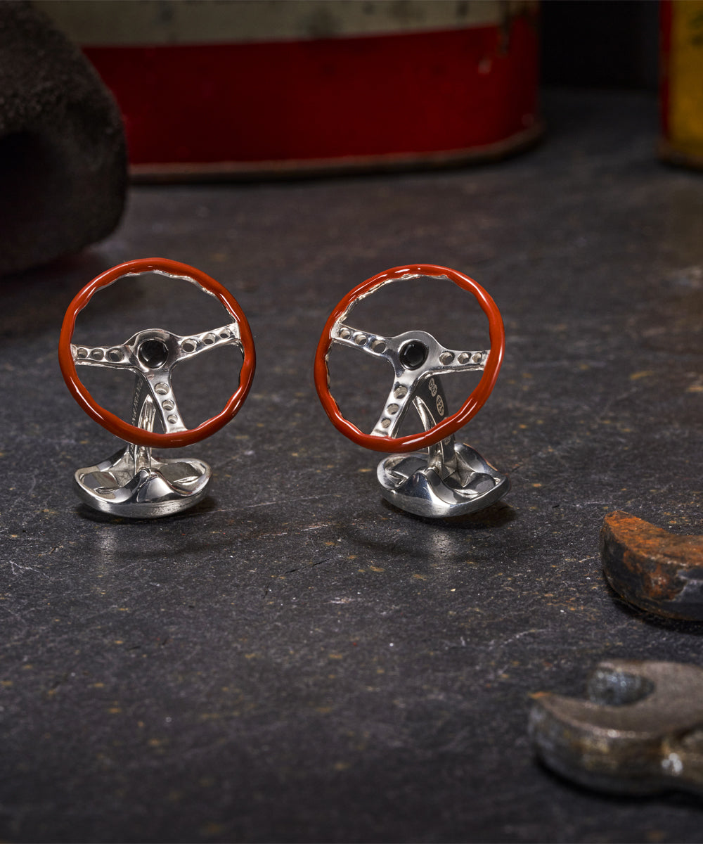 Goodwood Vintage Steering Wheel Sterling Silver Cufflinks