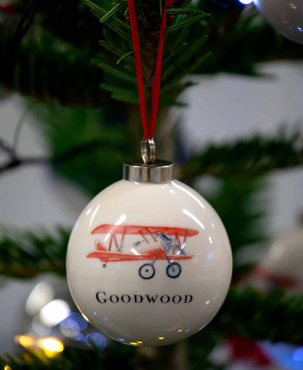 Goodwood Christmas Tree Baubles Red Plane