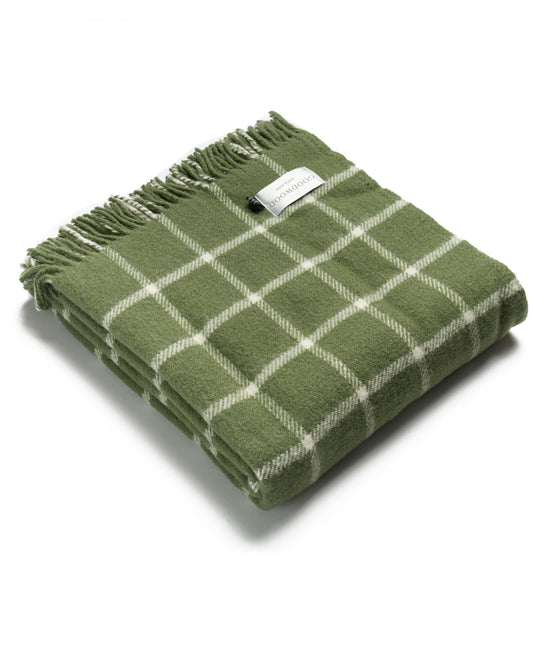 Goodwood Estate Chequerboard Green Wool Throw