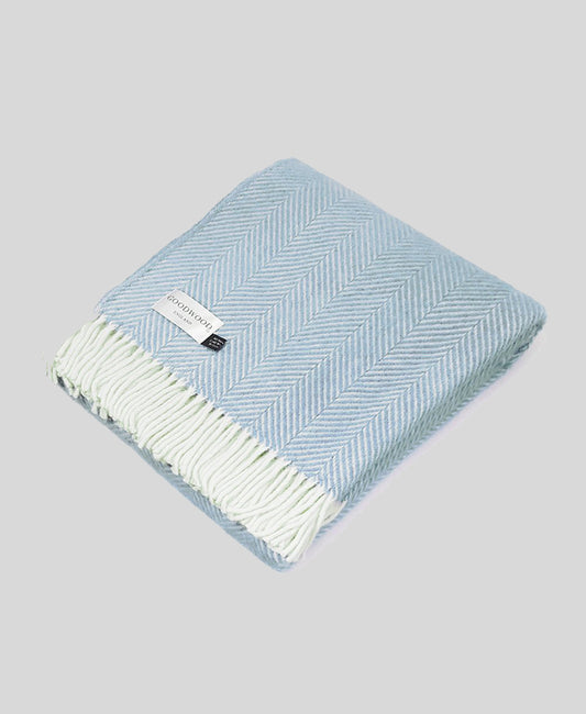 Goodwood Fishbone Duck Egg Wool Throw